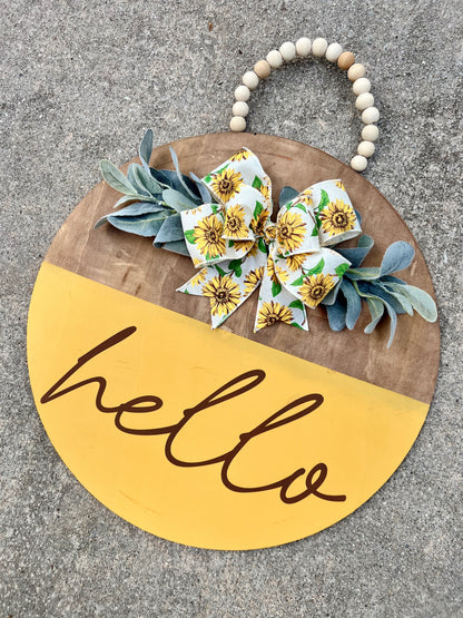 Sunflower Yellow Hello Door Hanger