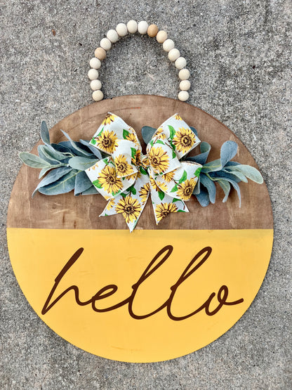 Sunflower Yellow Hello Door Hanger