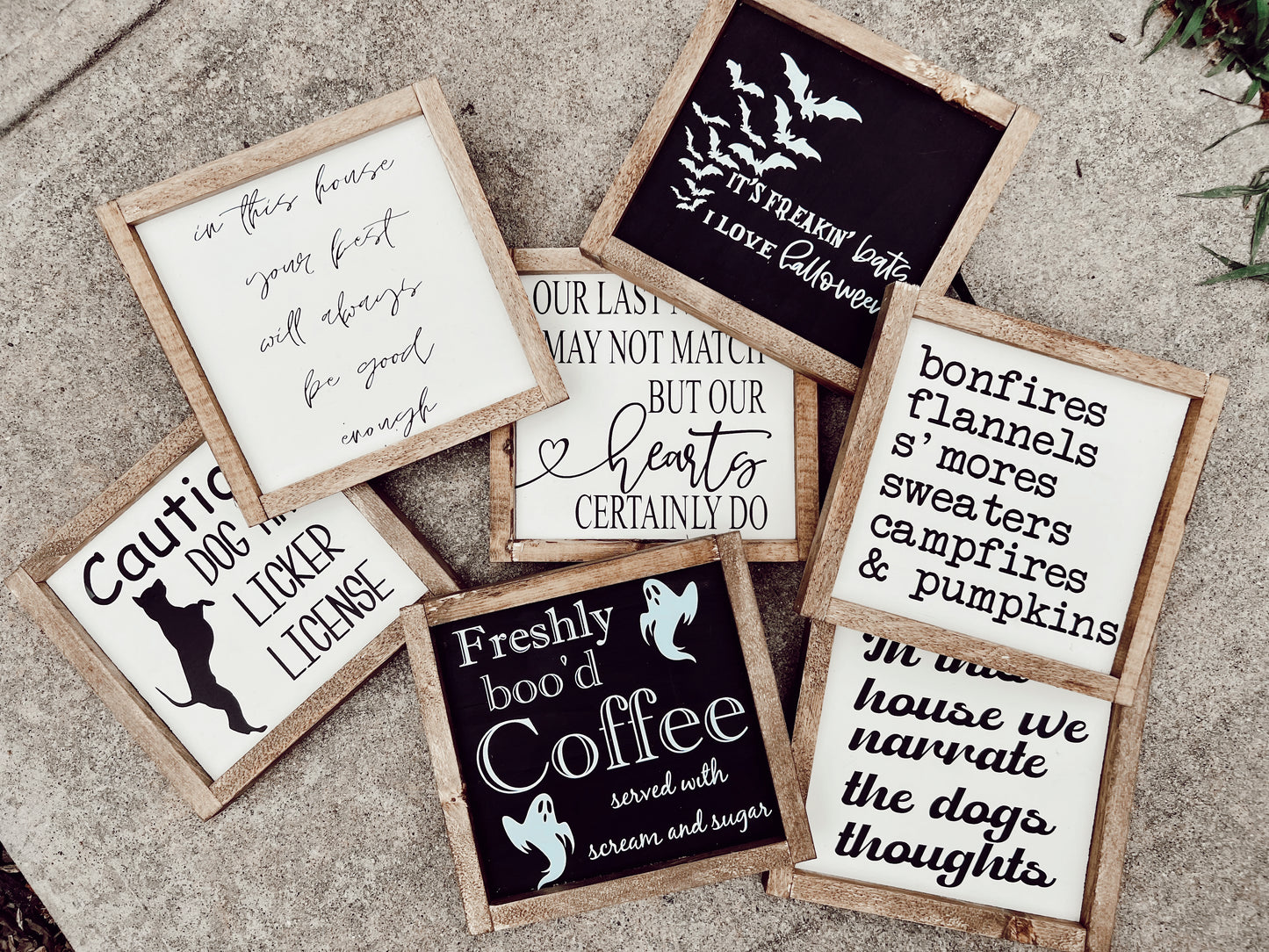 Variety of quote wall hangings