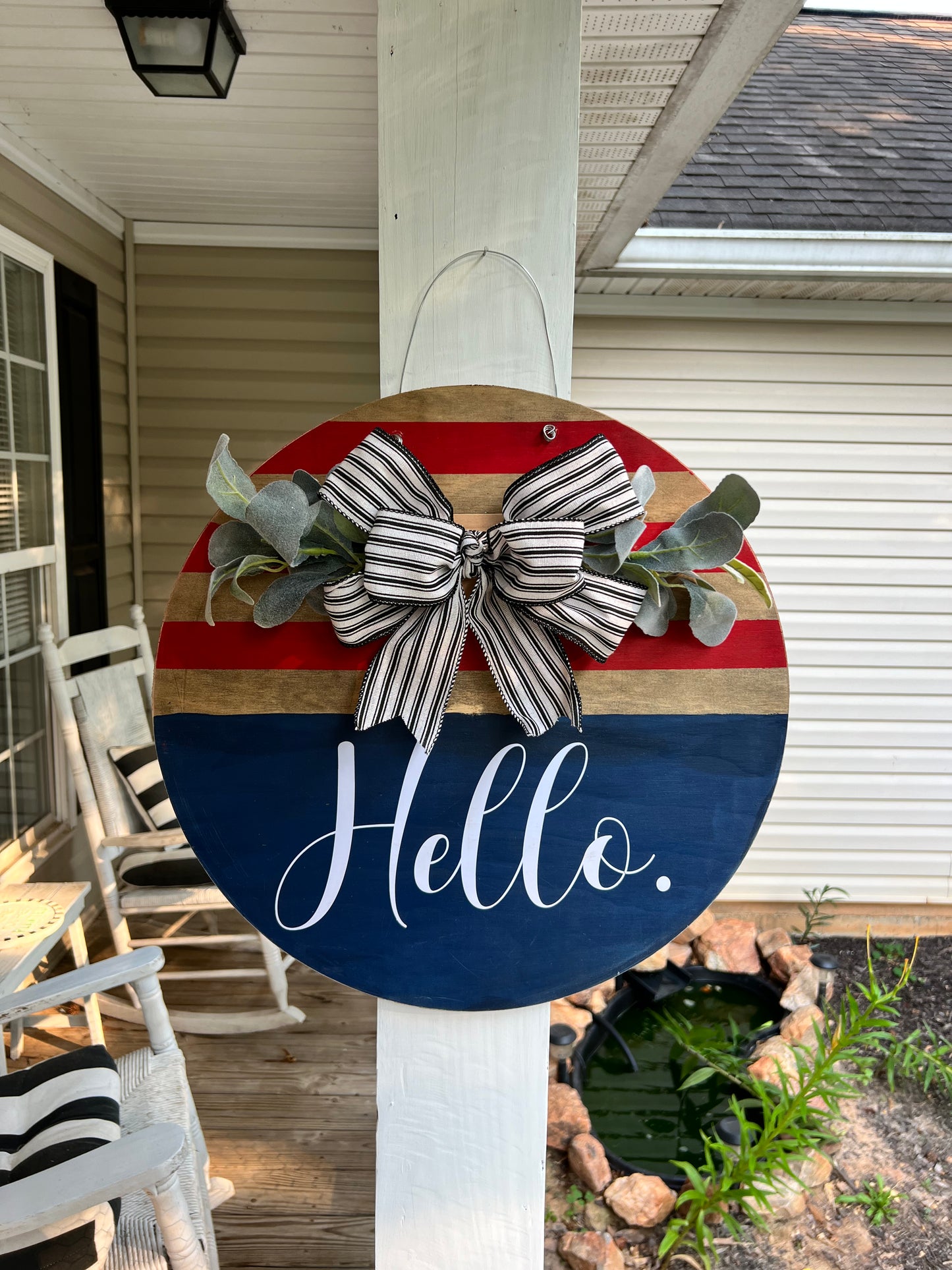 Everyday patriotic hello door hanger