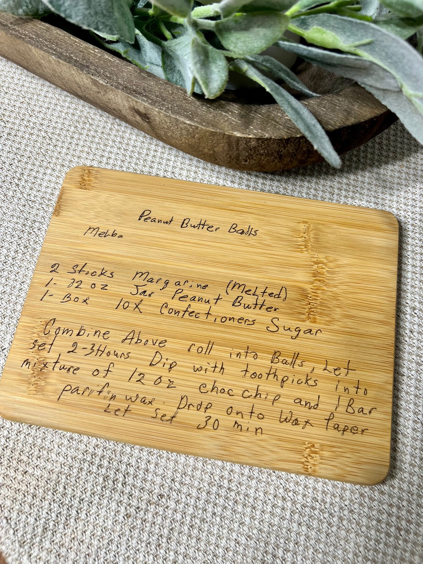 Engraved recipe cutting board