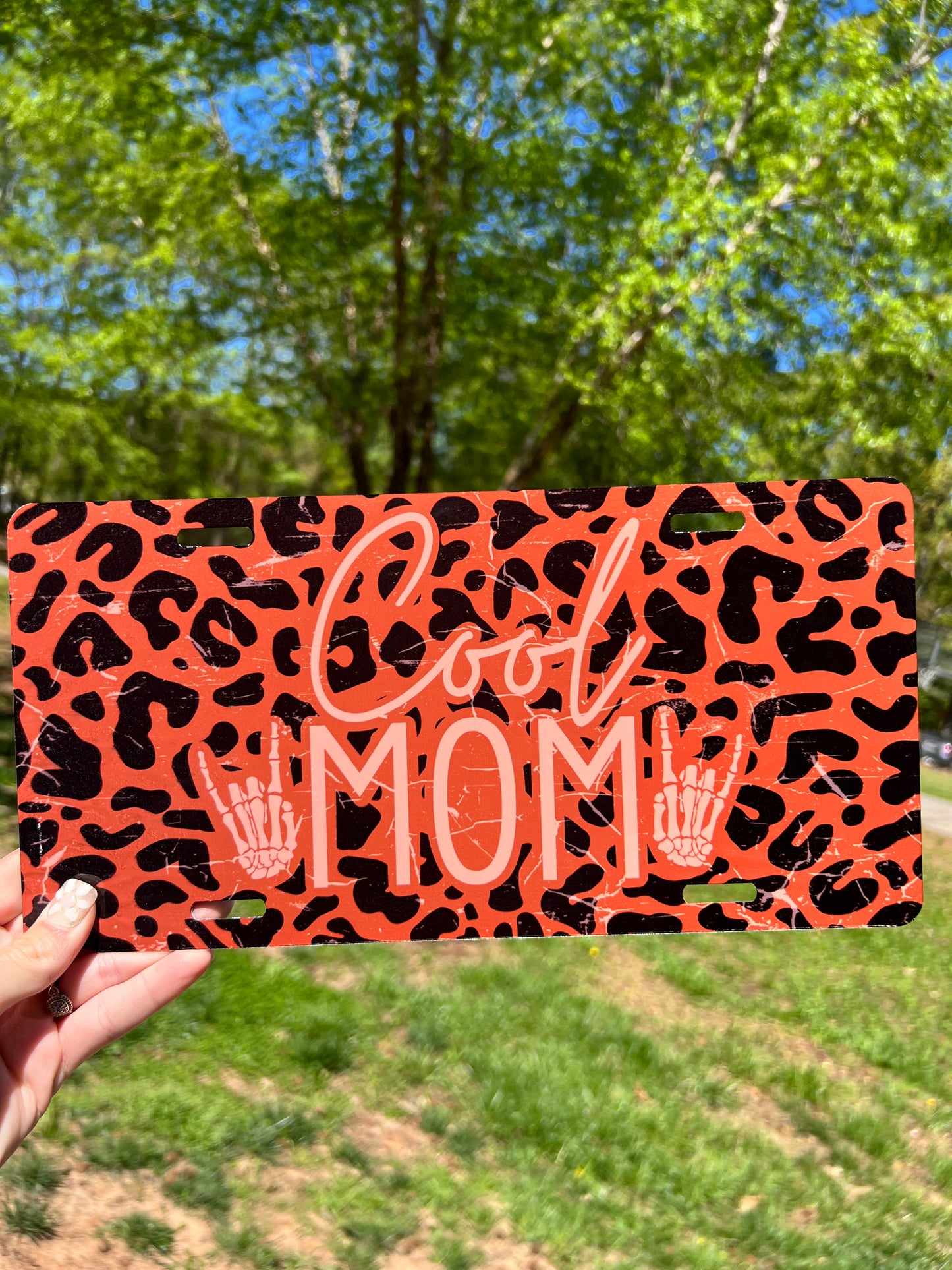 Leopard Cool Mom License Plate