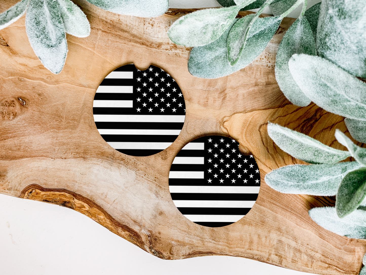 Black American Flag Car Coasters