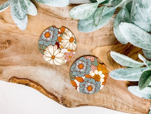 Retro flower’s Car Coasters