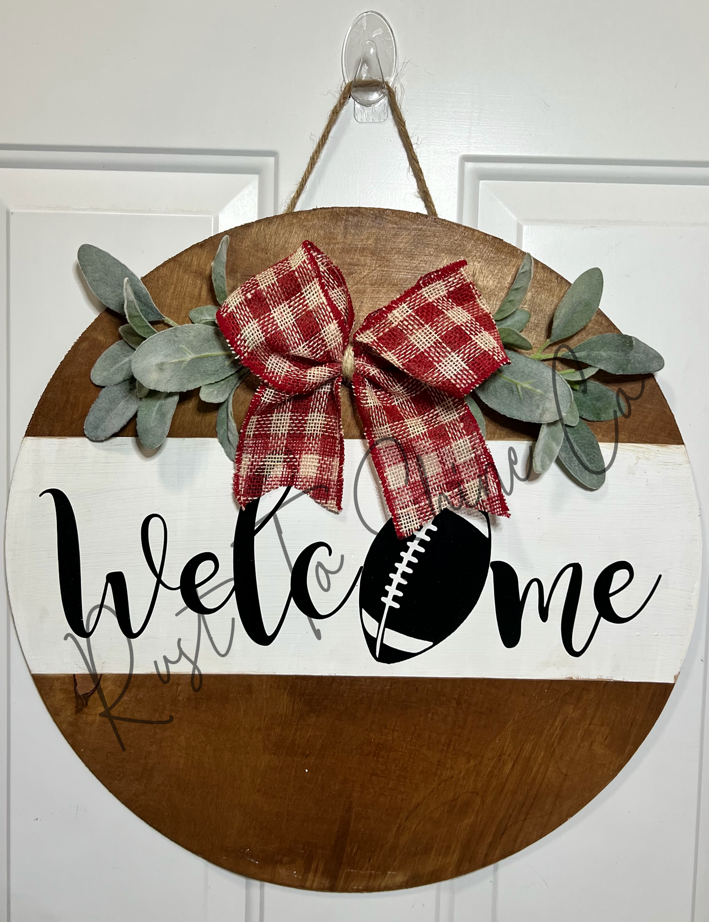 Welcome with football Door hanger